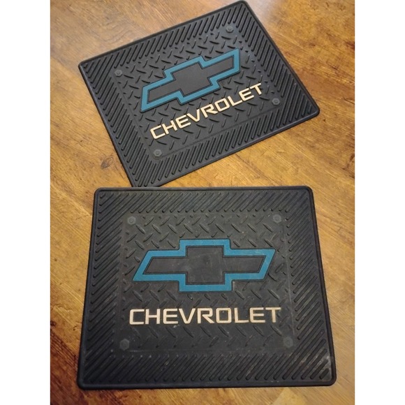 Plasticolor Other - 2 Vintage Chevrolet Rubber Floor Mat - Blue Bowtie - 16.5" X 13.5" USED Rear Set